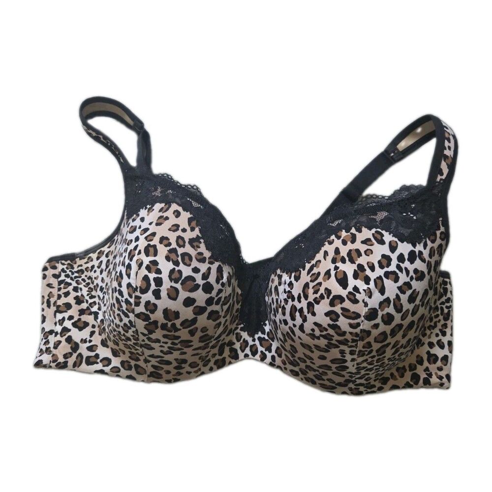 Cacique Leopard Print Lace Full Coverage Underwire Bra Size 44D EUC